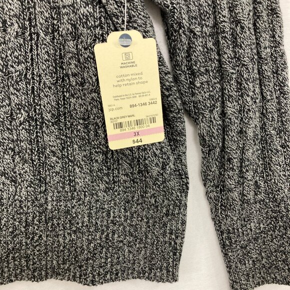 New St. John's Bay size 3X Gray Crew Neck Long Sleeve Textured Preppy Sweater - Picture 4 of 9